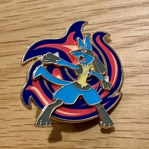 Pokemon Lucario Enamel Pin with Blue and Red Design
